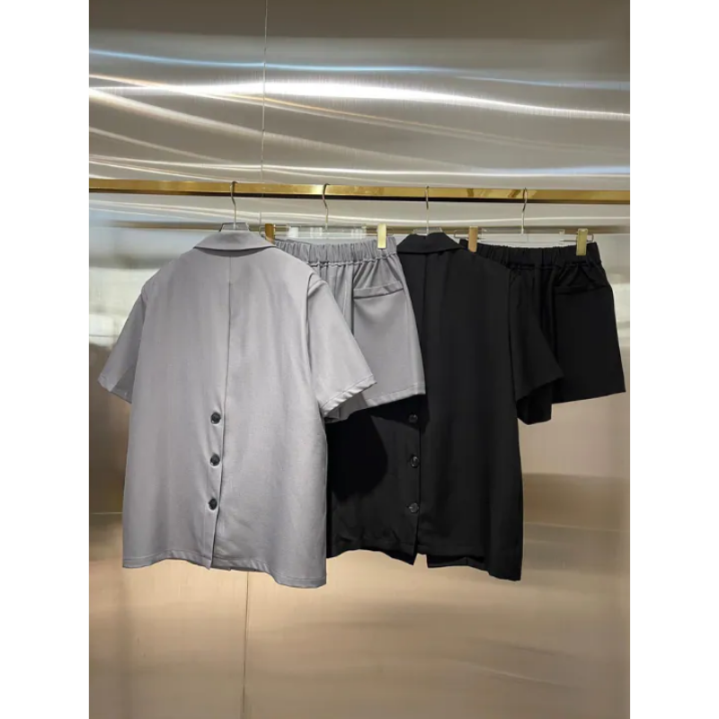 HKCG0302-016 SET西裝外套+短褲套裝 (A16黑/B16灰)