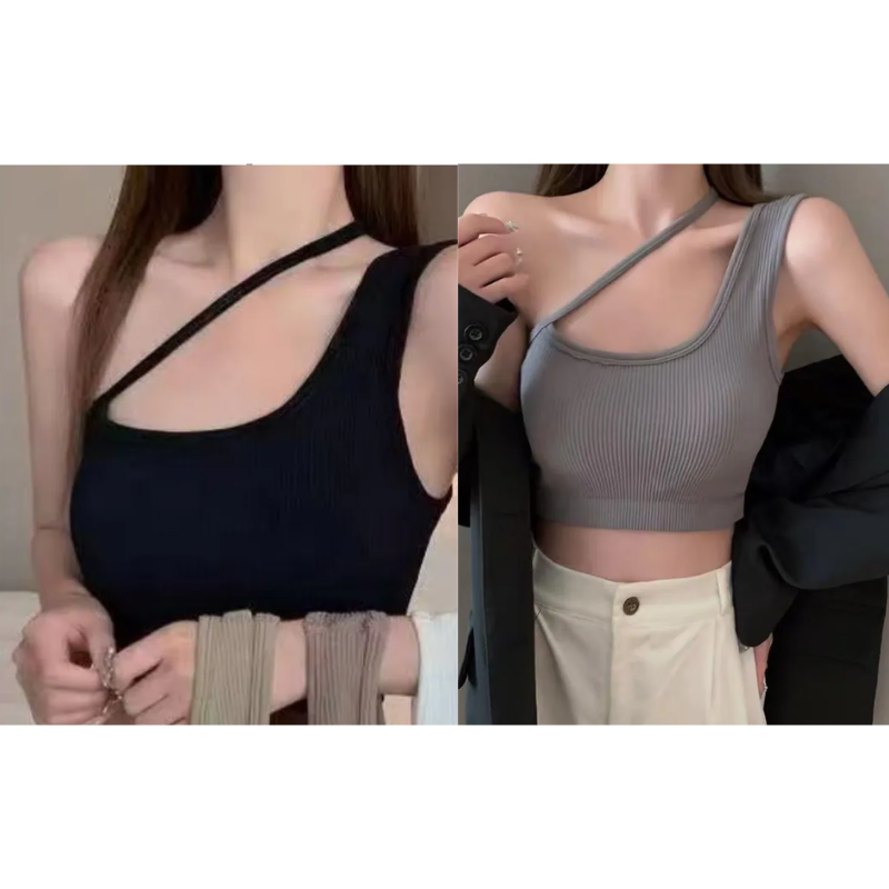 HKCG0302-027 TOP不規則吊帶上衣 (A27啡/B27黑)