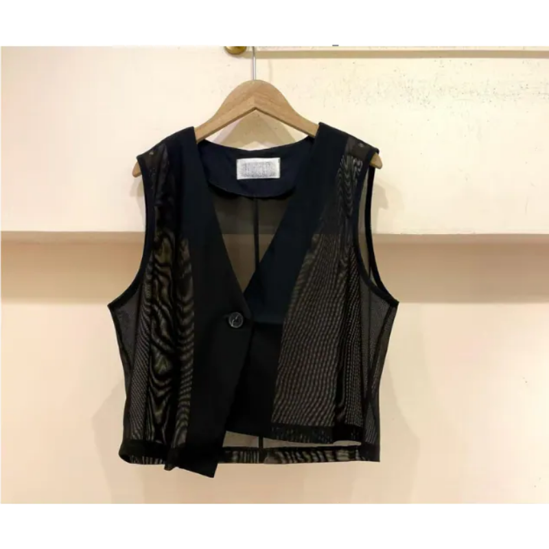 HKCG0302-034 JAC黑色短款時尚馬甲 (A34)