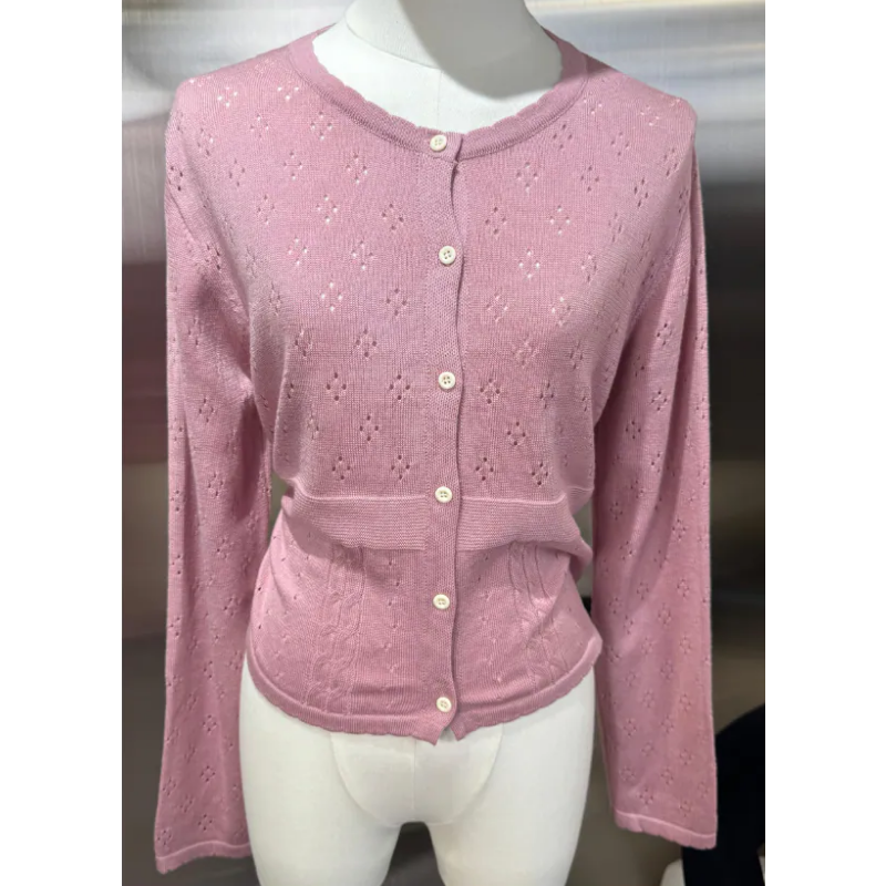 HKCG0302-028 JAC粉色穿孔蕾絲針織開衫 (A28)