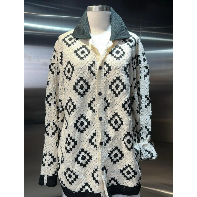 HKCG0302-036 JAC鏤空撞色翻領外套 (A36)