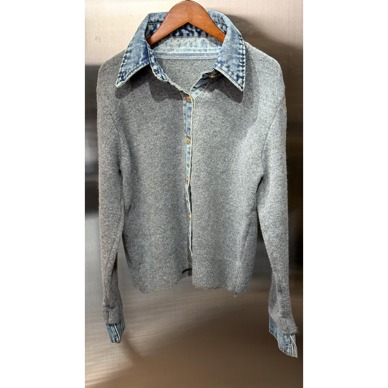 HKCG0302-039 JAC灰色牛仔領假兩件 (A39)