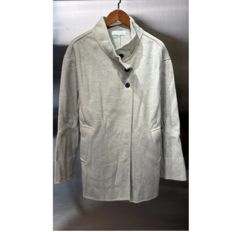 HKCG0302-045 JAC卡其色束腰頸釦大褸 (A45)