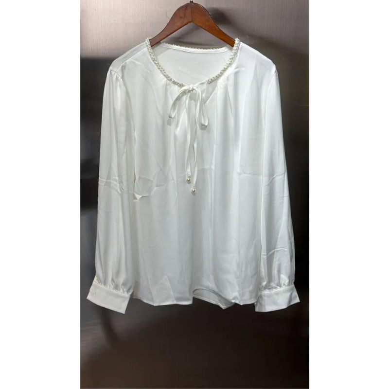 HKCG0302-048 TOP白色珠珠領衫 (A48)