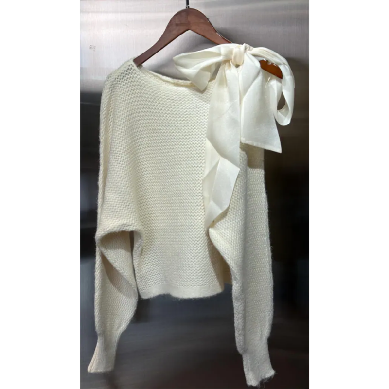 HKCG0302-047 TOP杏色絲帶蝴蝶結長袖衫 (A47)