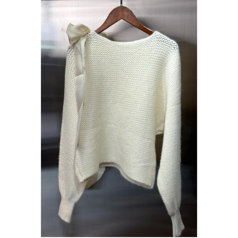 HKCG0302-047 TOP杏色絲帶蝴蝶結長袖衫 (A47)