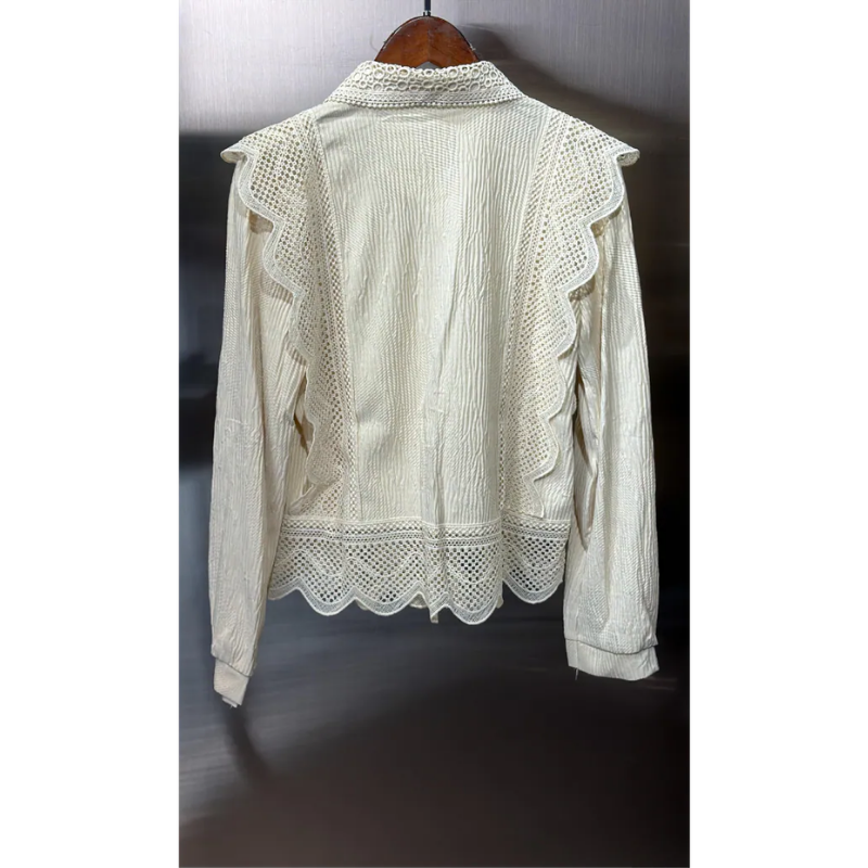 HKCG0302-050 TOP杏色鏤空長袖衫 (A50)