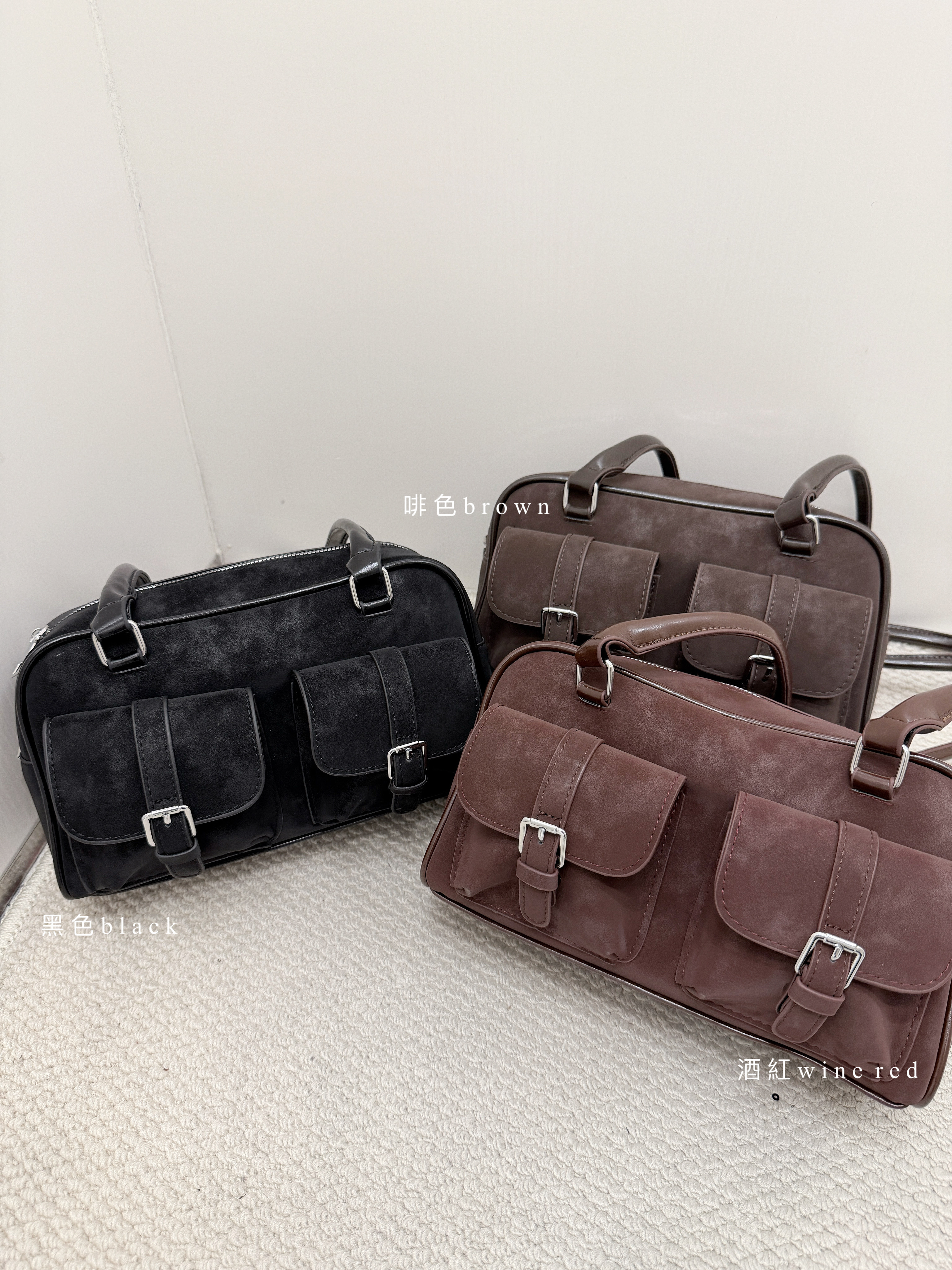 A0311｜校園風多容格麂皮保齡球袋✧° ७🦘