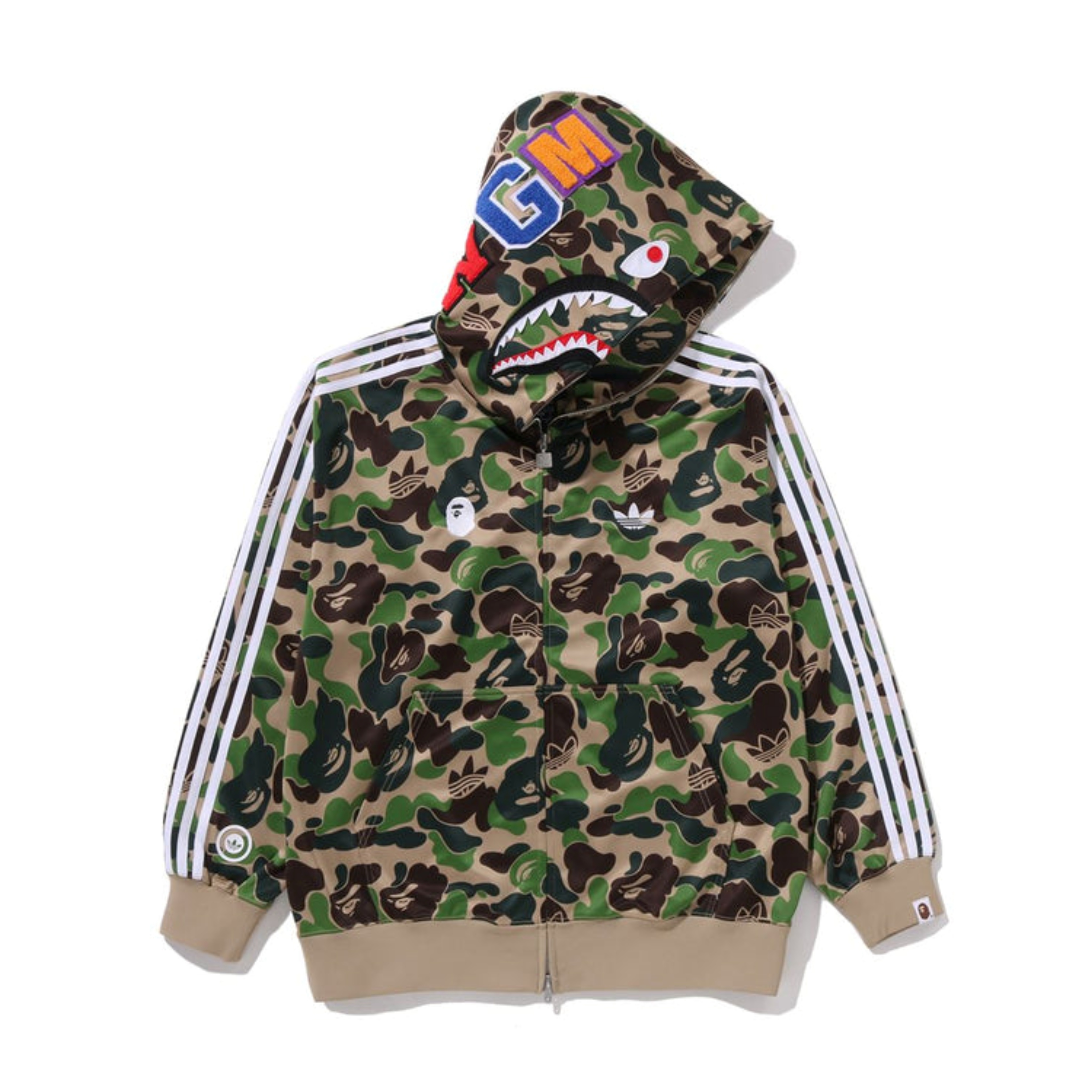 2026SS ADIDAS X A BATHING APE BAPE RELAXED FIT TRACK CAMO SHARK FULL ZIP HOODIE 聯名 寬版 鯊魚 外套 現貨 KF4916