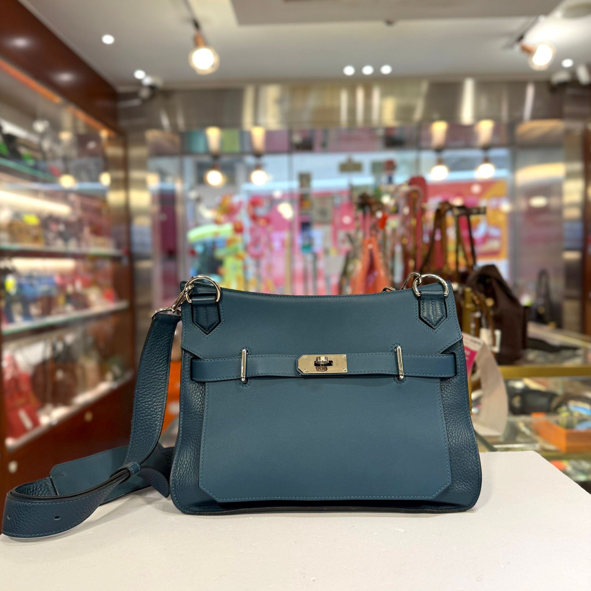 98%NEW二手HERMES Jypsiere 31 T刻 1P/Colvert Tc/Swift Phw 鴨子藍TC皮銀扣 #愛馬仕袋 #吉普賽包 #香榭站正品