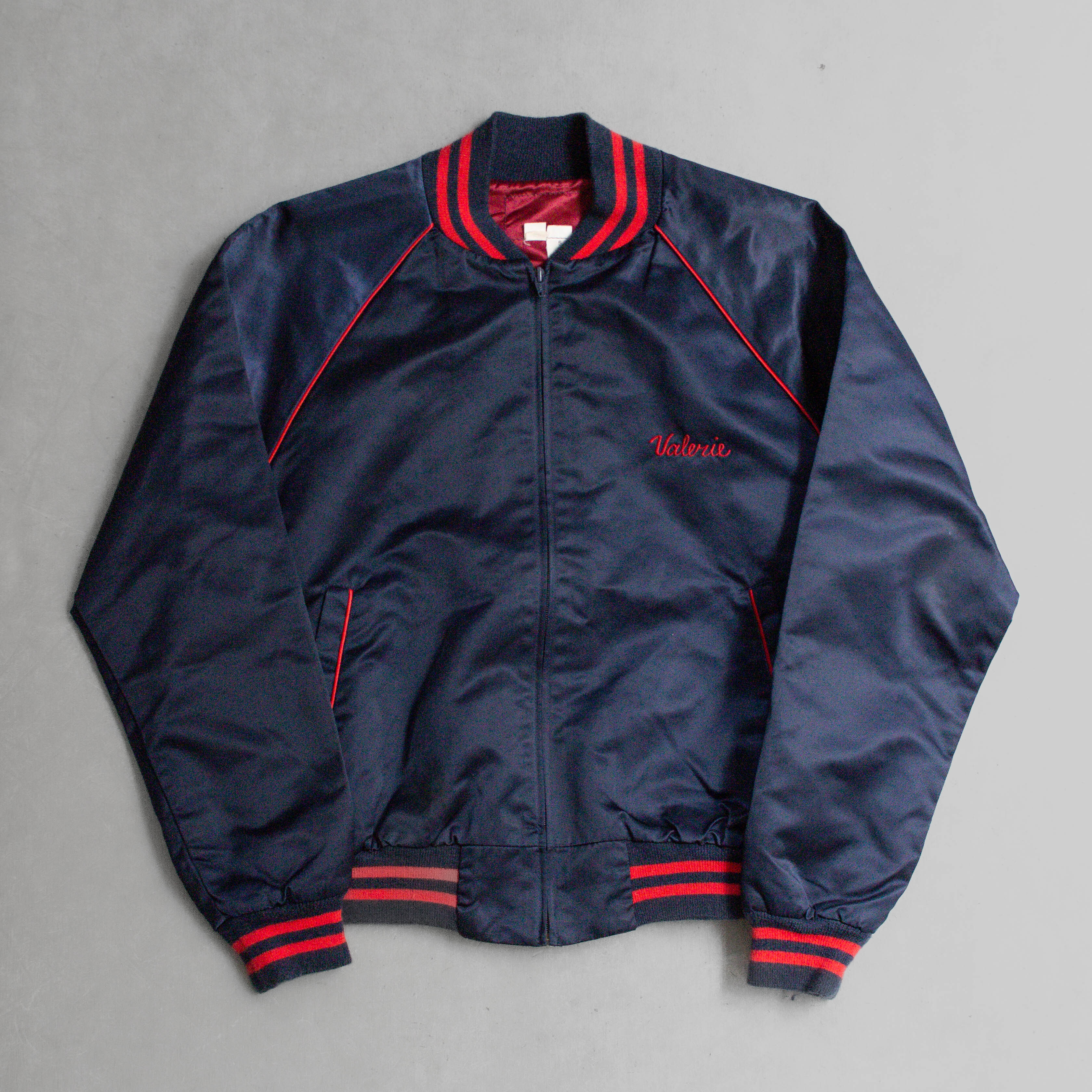 80S DISNEY SATIN BOMBER JACKET 美國製 迪士尼 深藍 緞面 防風 外套 夾克