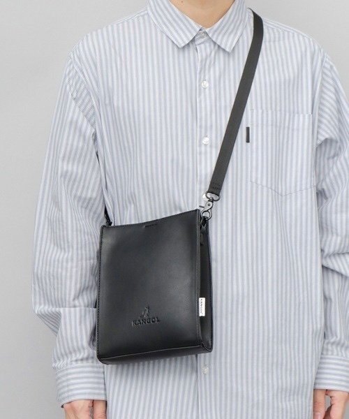 KANGOL / Leather-Look Square Mini Shoulder Bag