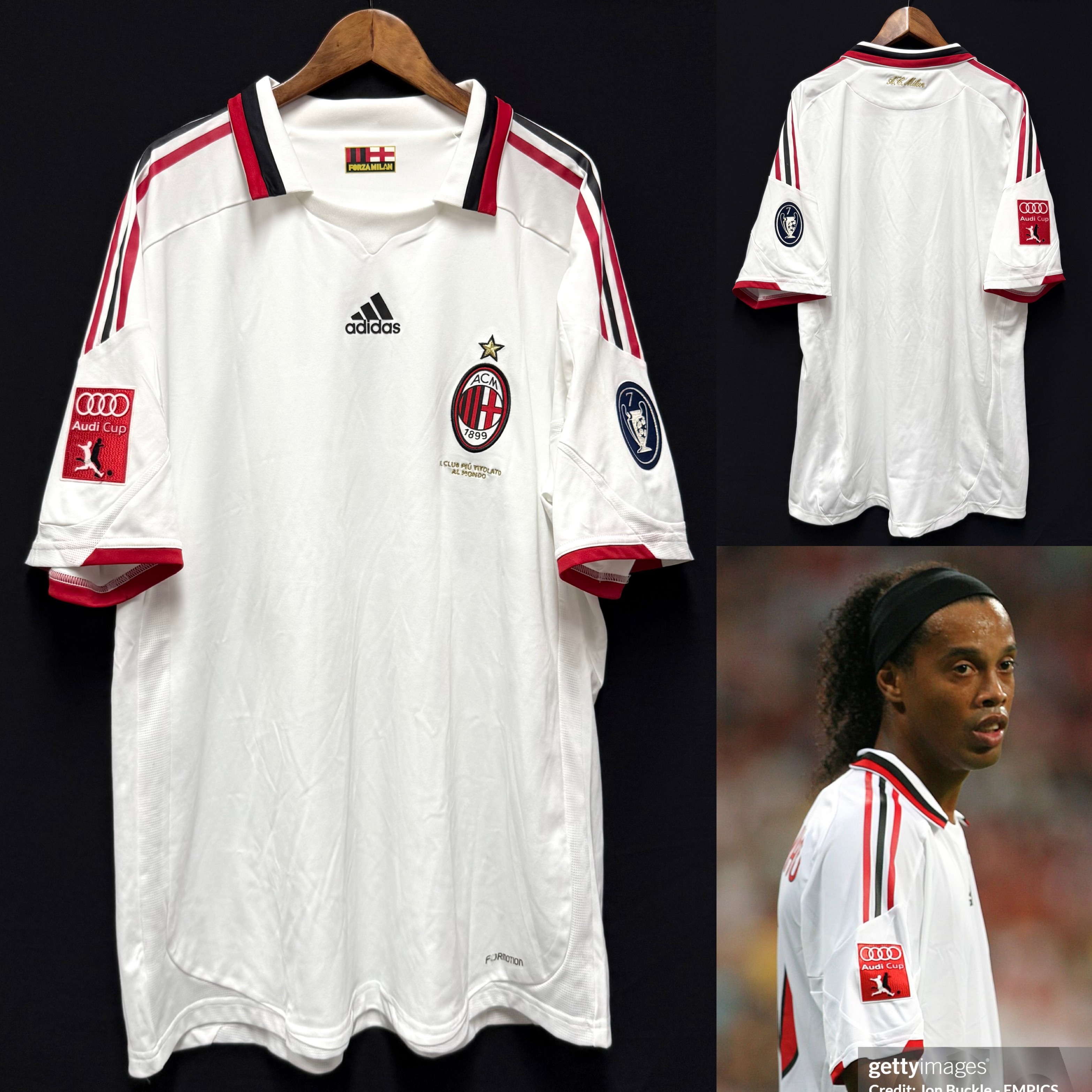 (Player Issue) AC Milan 2009-2010 Audi Cup Adidas Away Player Issue Shirt