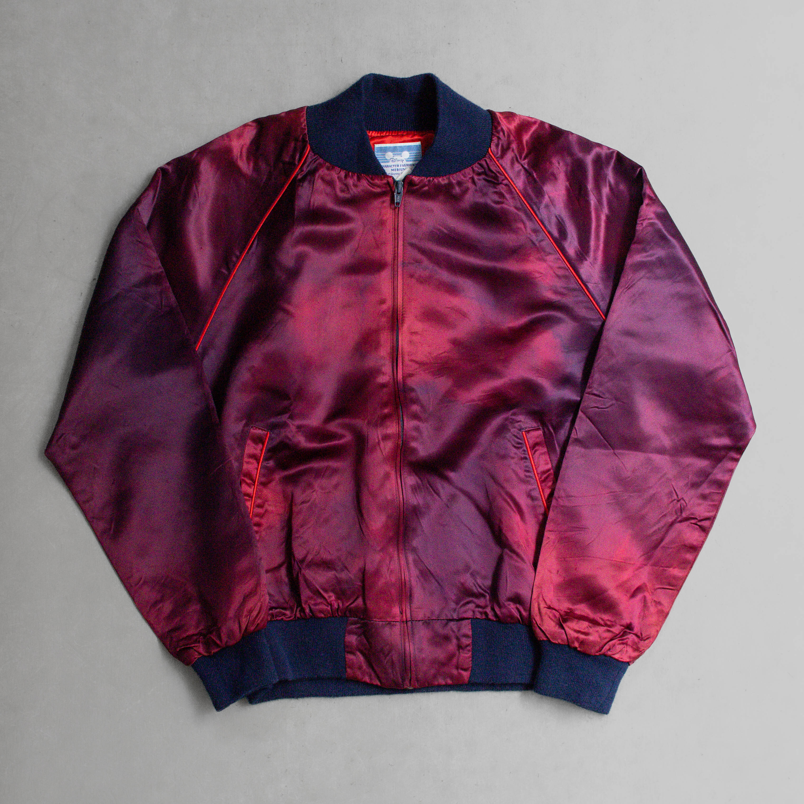 80S DISNEY SATIN BOMBER JACKET 美國製 迪士尼 紫紅 緞面 防風 外套 夾克