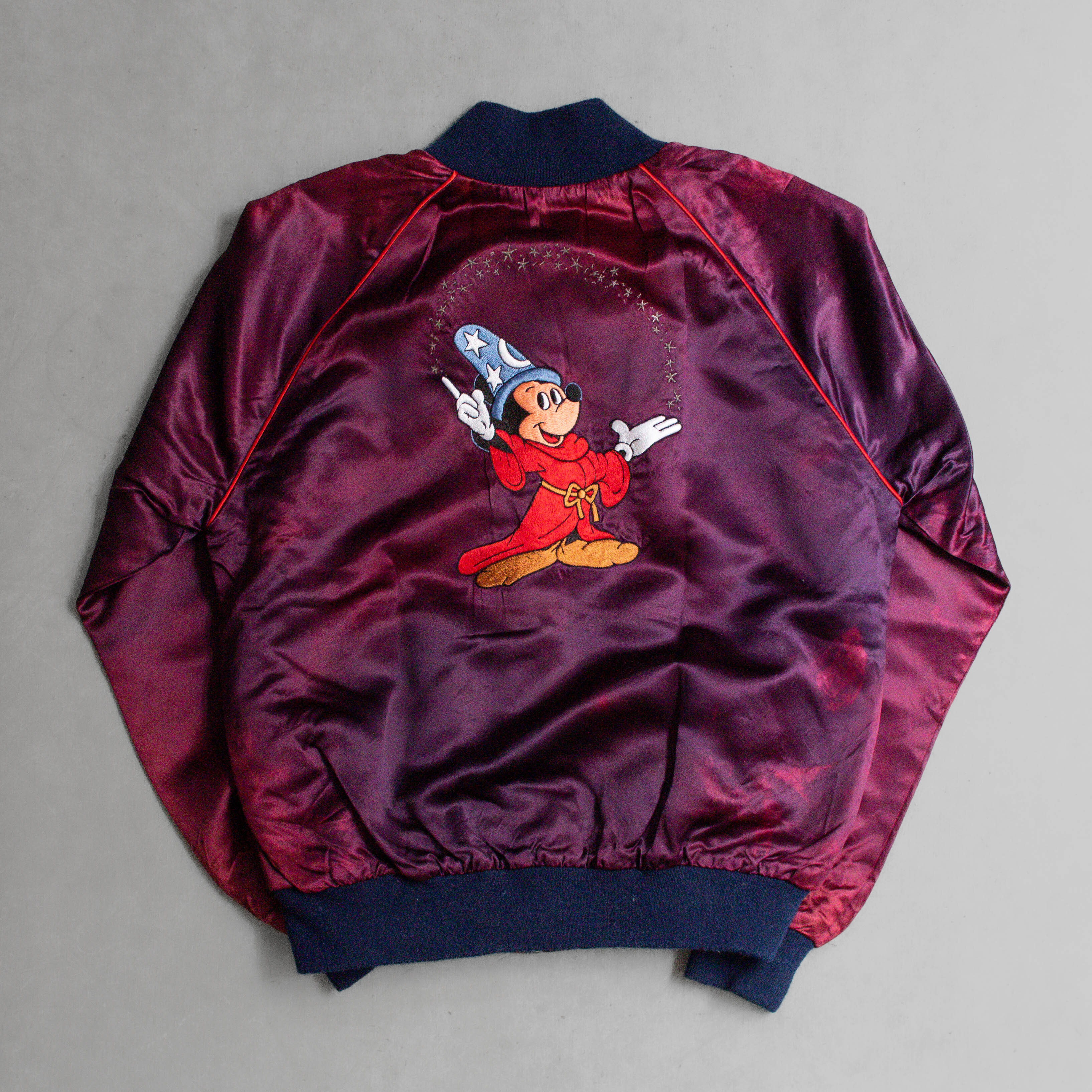 80S DISNEY SATIN BOMBER JACKET 美國製 迪士尼 紫紅 緞面 防風 外套 夾克