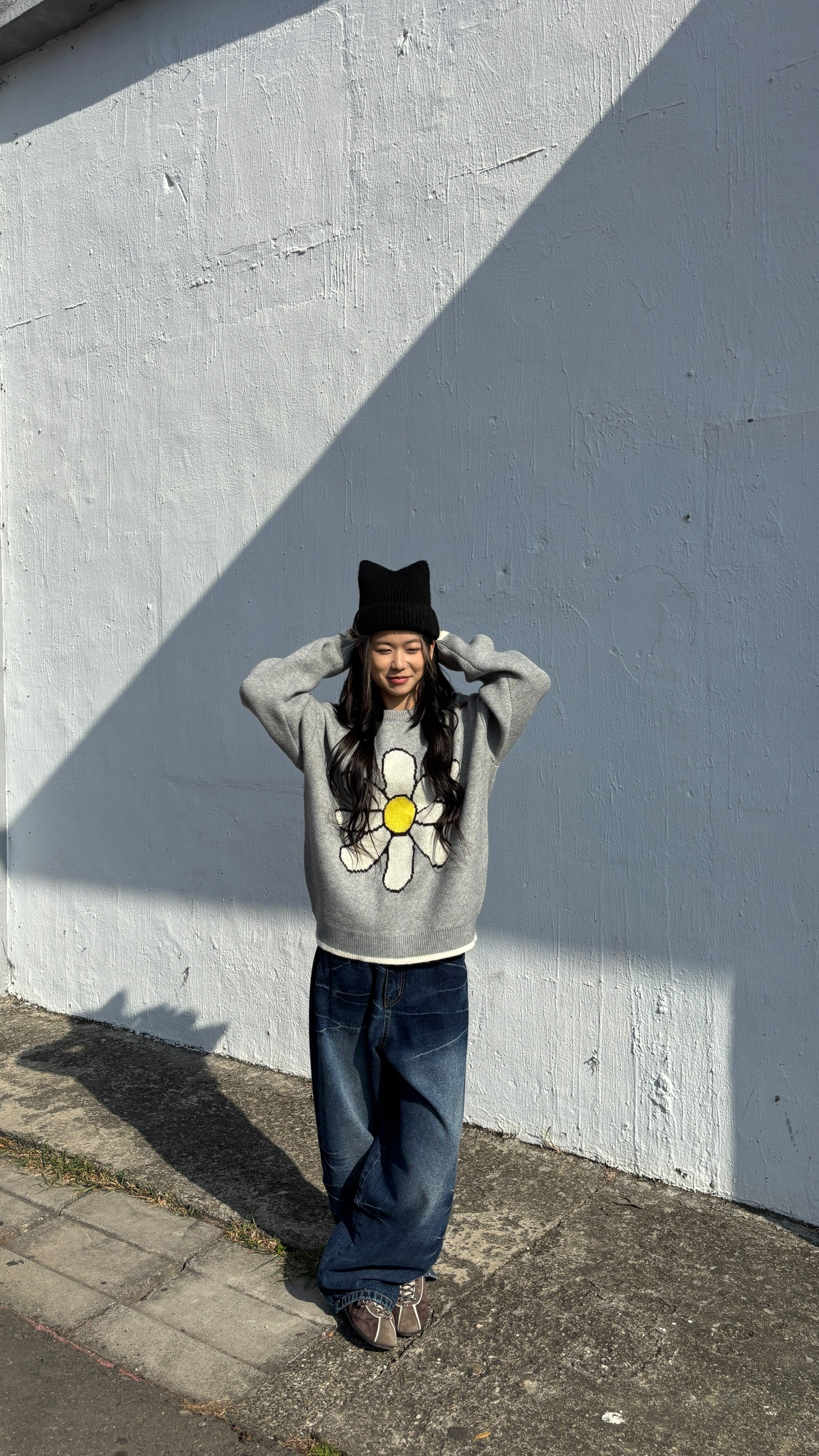 正韓 褶皺壓紋氣球牛仔褲