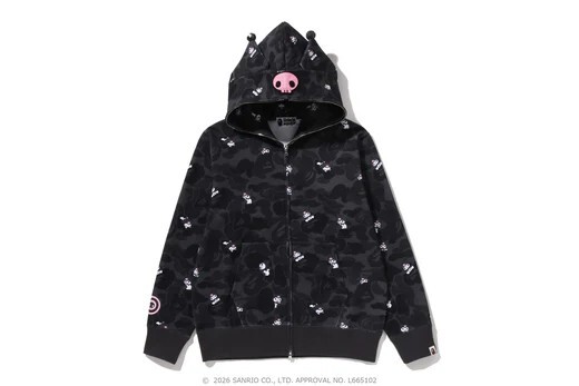 <極限量> BAPE X KUROMI CAMO FULL ZIP HOODIE