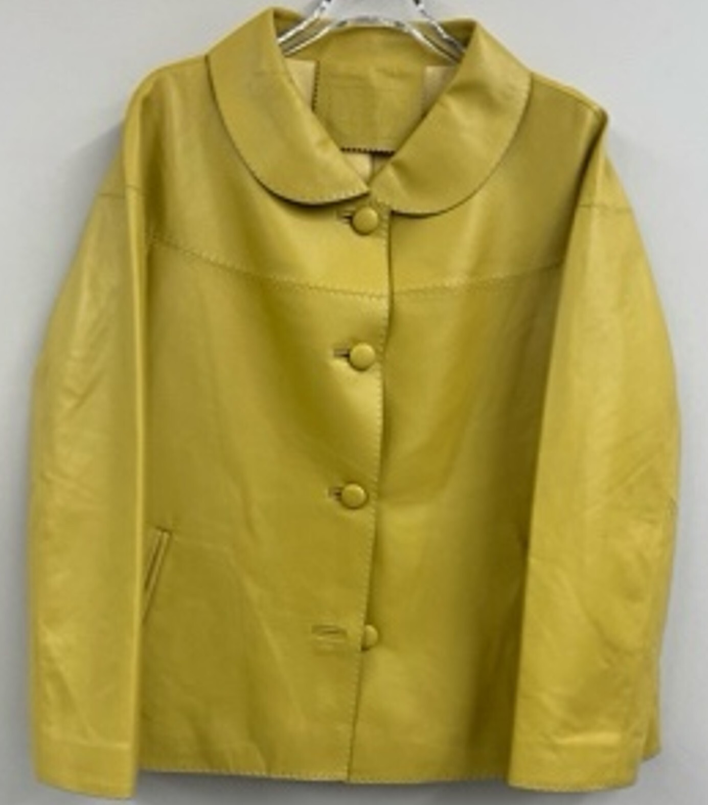 A62a AP86005 純色圓角反領羊皮外套 - 黃色