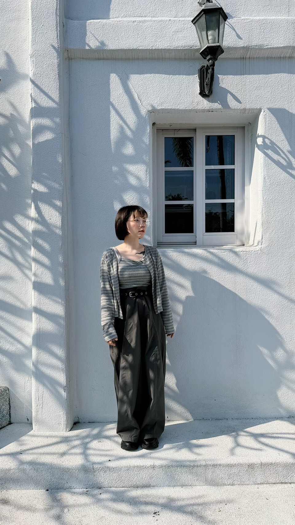 兩件式條紋背心排釦上衣（預購時間較久）