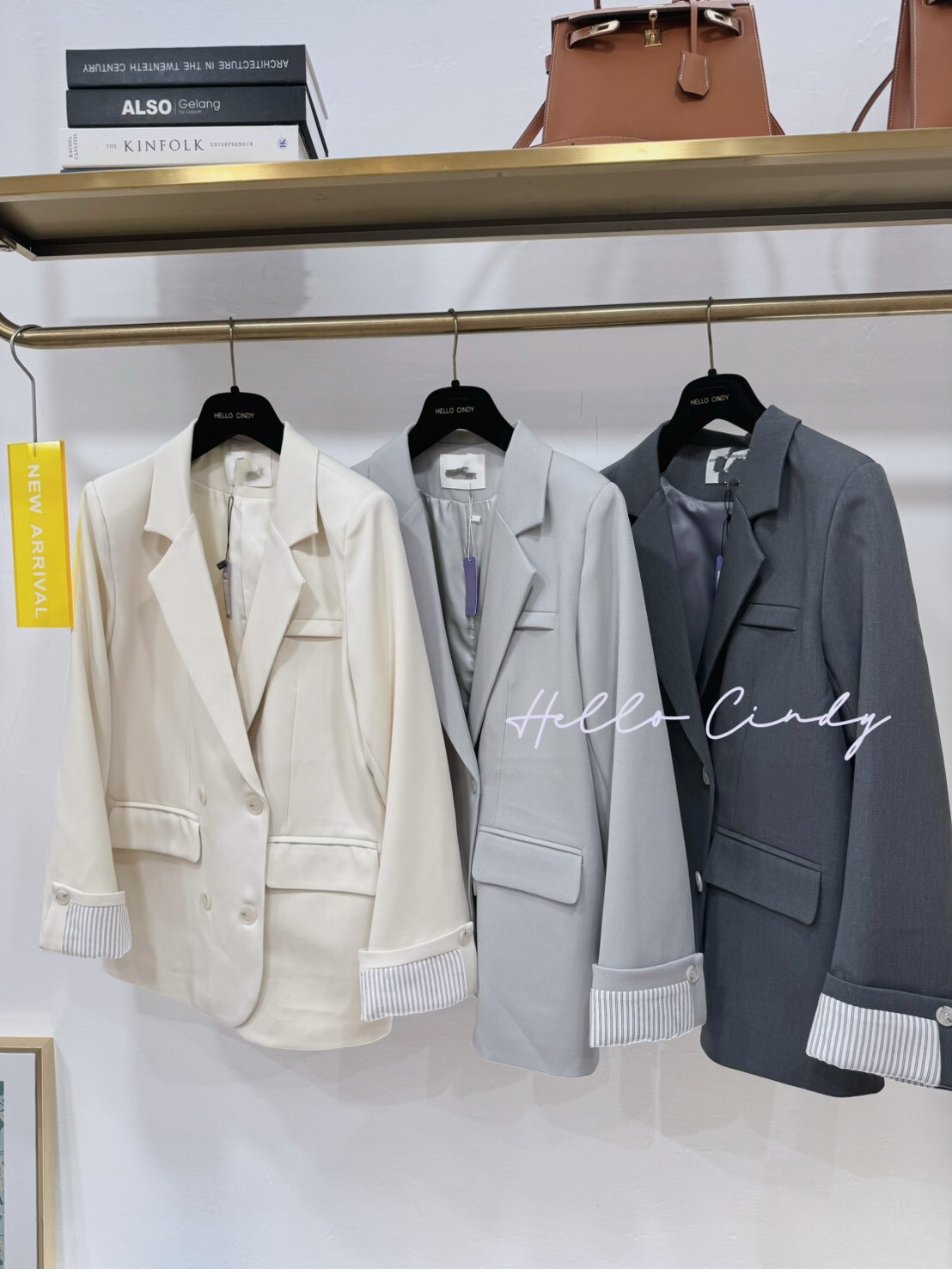 B02062 Cindy自留的袖條紋配色質感西裝外套