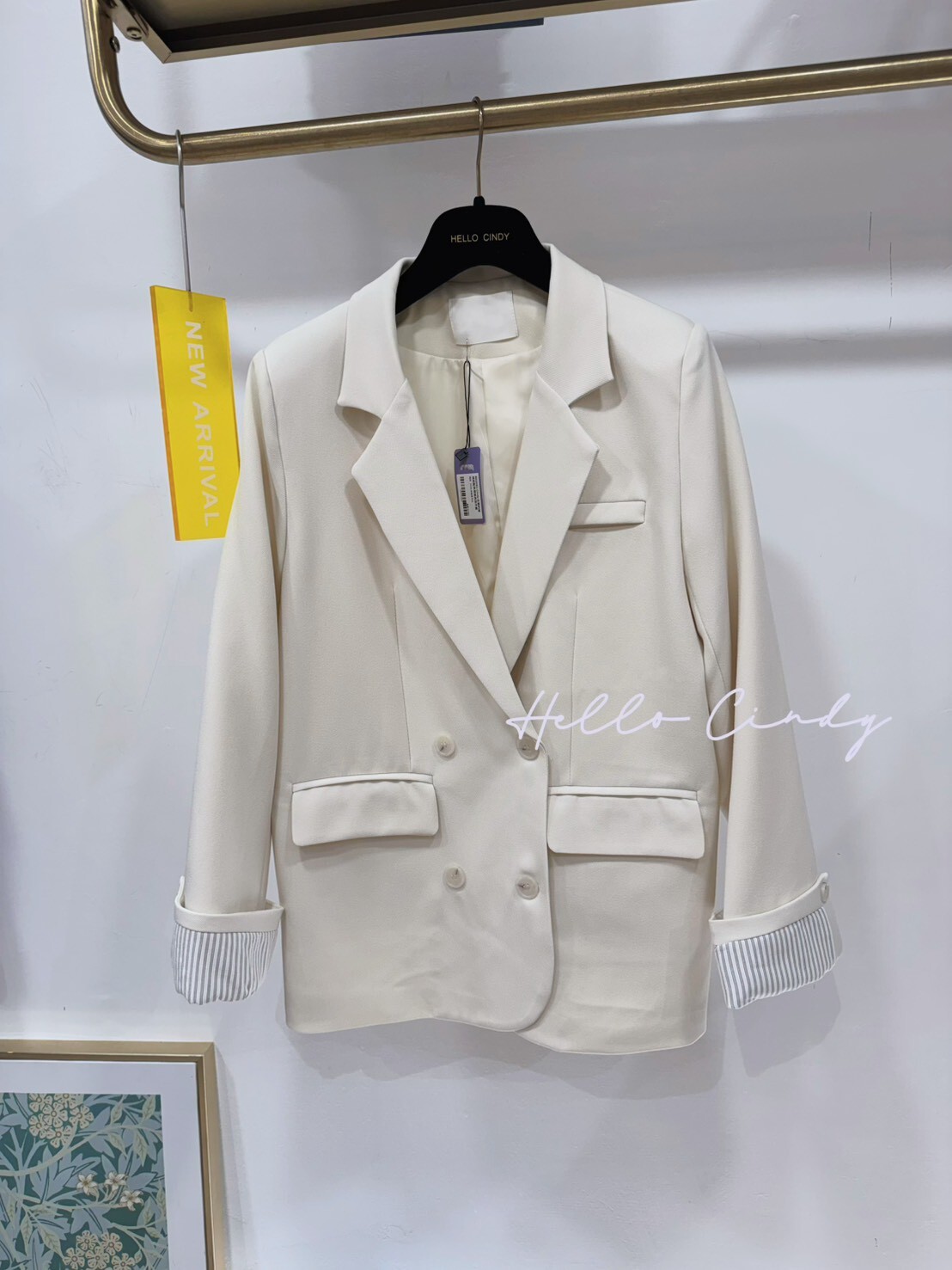 B02062 Cindy自留的袖條紋配色質感西裝外套