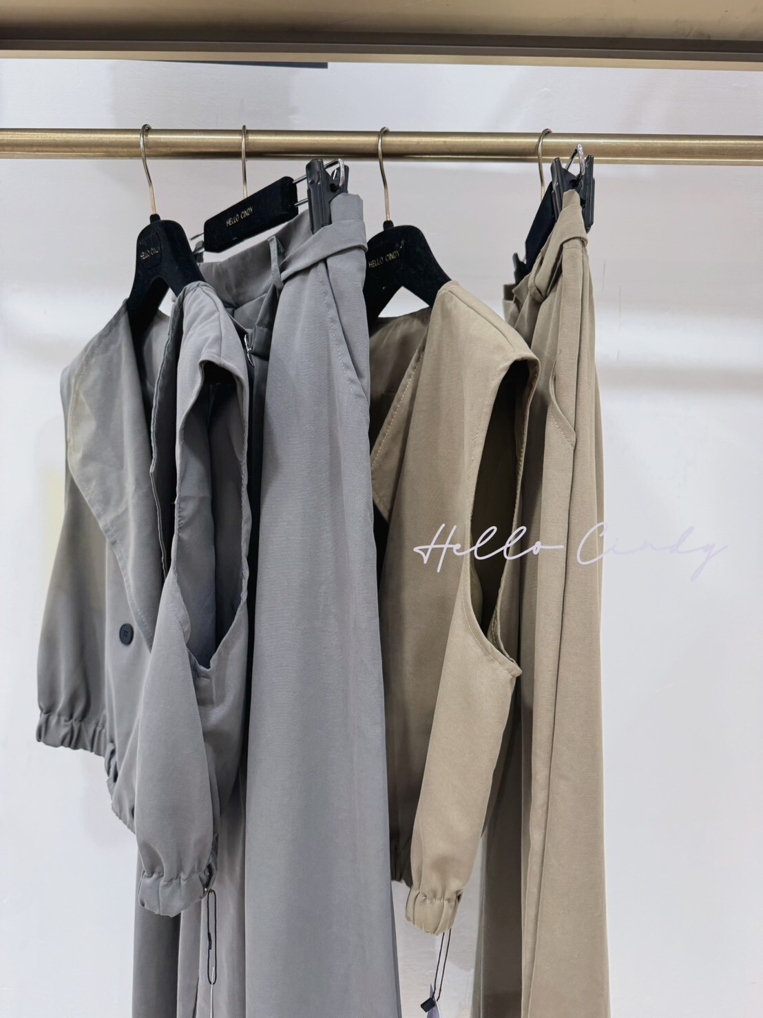 B02075 英倫風衣式背心+寬褲兩件組套裝