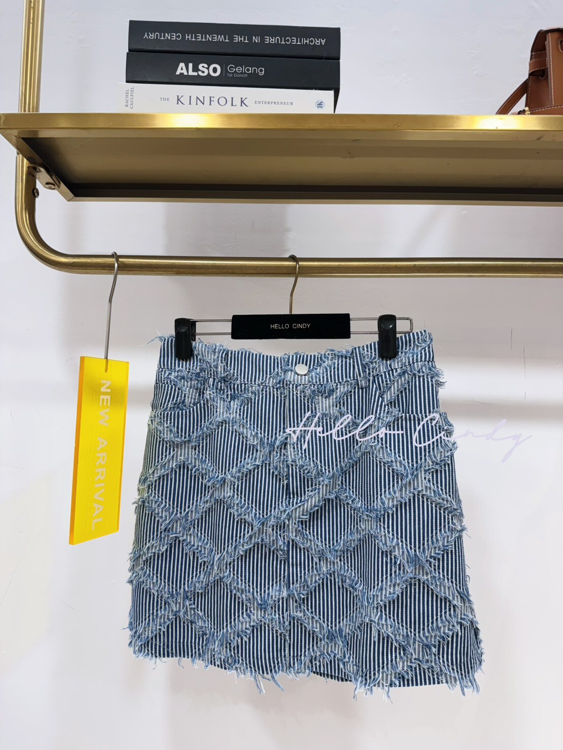 B02083 超顯瘦鬍鬚牛仔格紋短褲裙