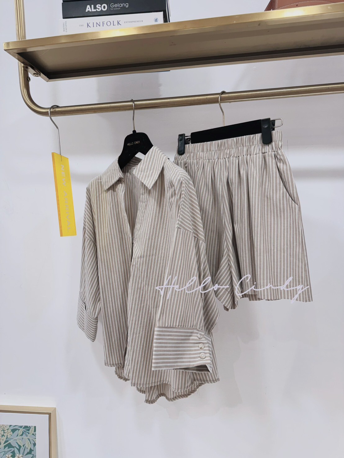 B02071 法式條紋襯衫+短褲組