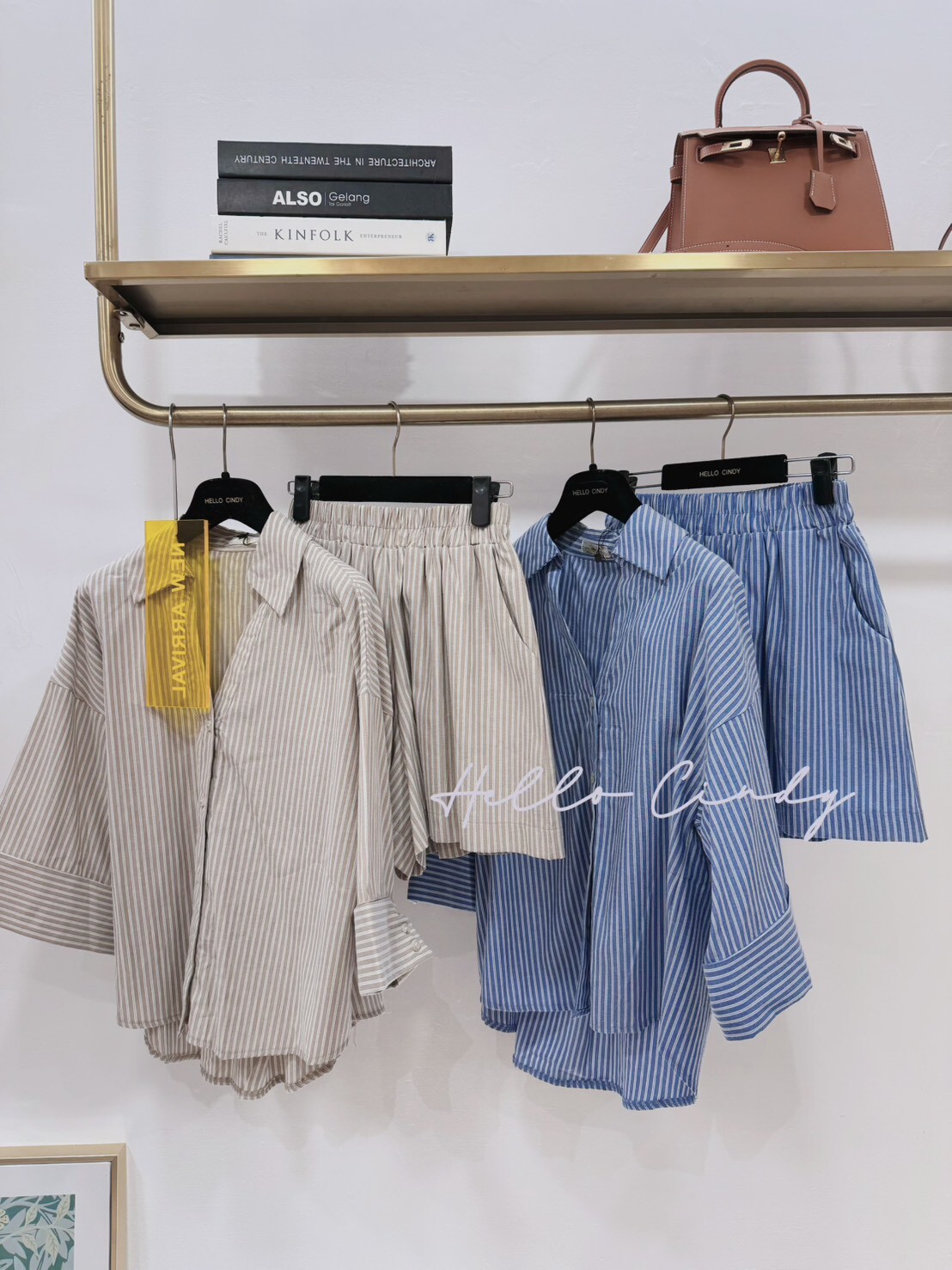 B02071 法式條紋襯衫+短褲組