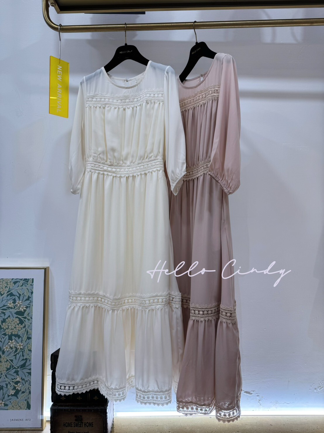 B02077 法式甜美優雅感蕾絲長洋裝