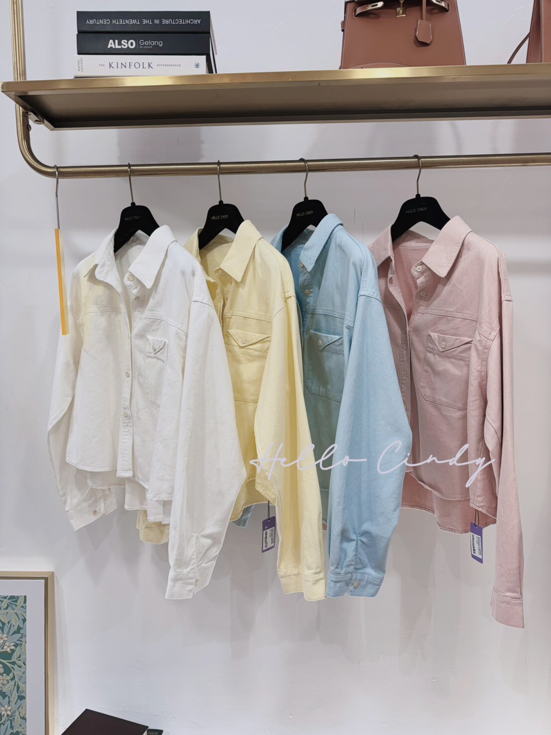 B02065 Cindy自留推薦糖果色優雅牛仔襯衫式外套