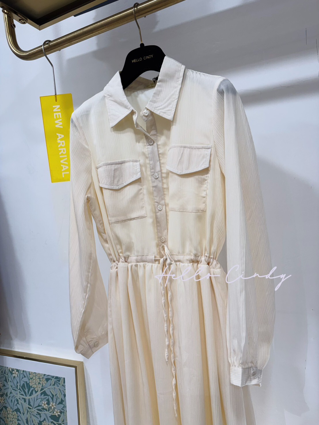 B02061 隨性感顯瘦浪漫綁帶雪紡長洋裝