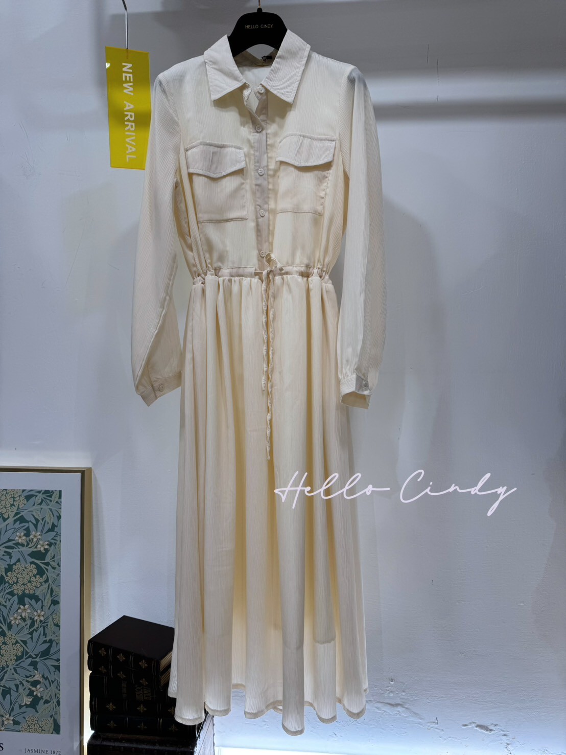 B02061 隨性感顯瘦浪漫綁帶雪紡長洋裝