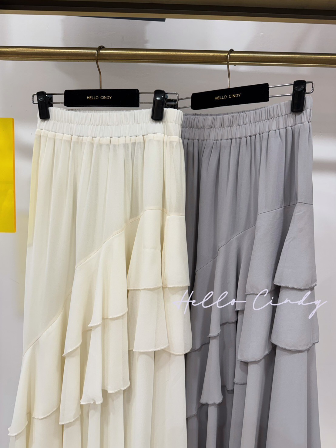 B02070 法式浪漫斜荷葉雪紡裙