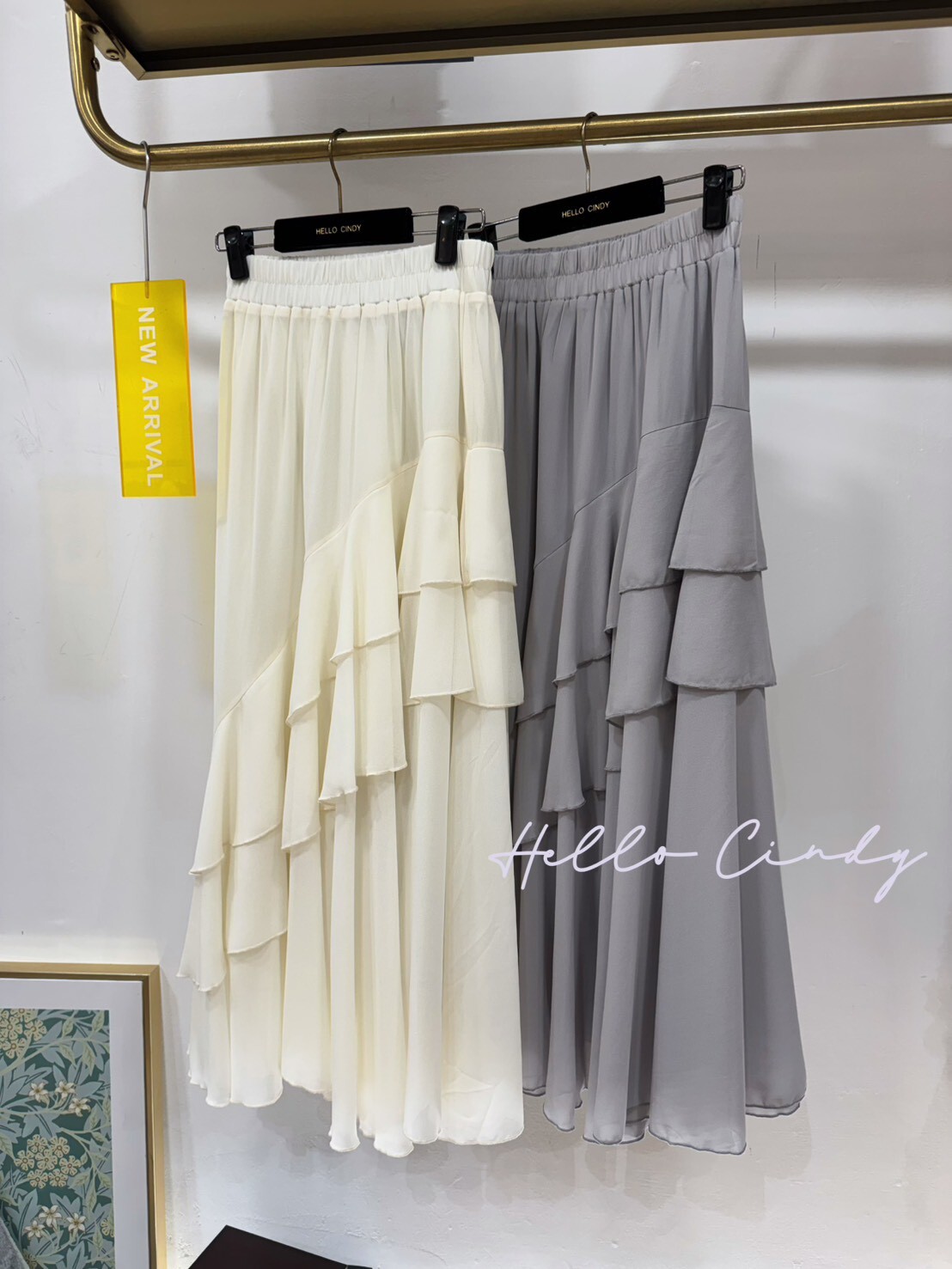 B02070 法式浪漫斜荷葉雪紡裙