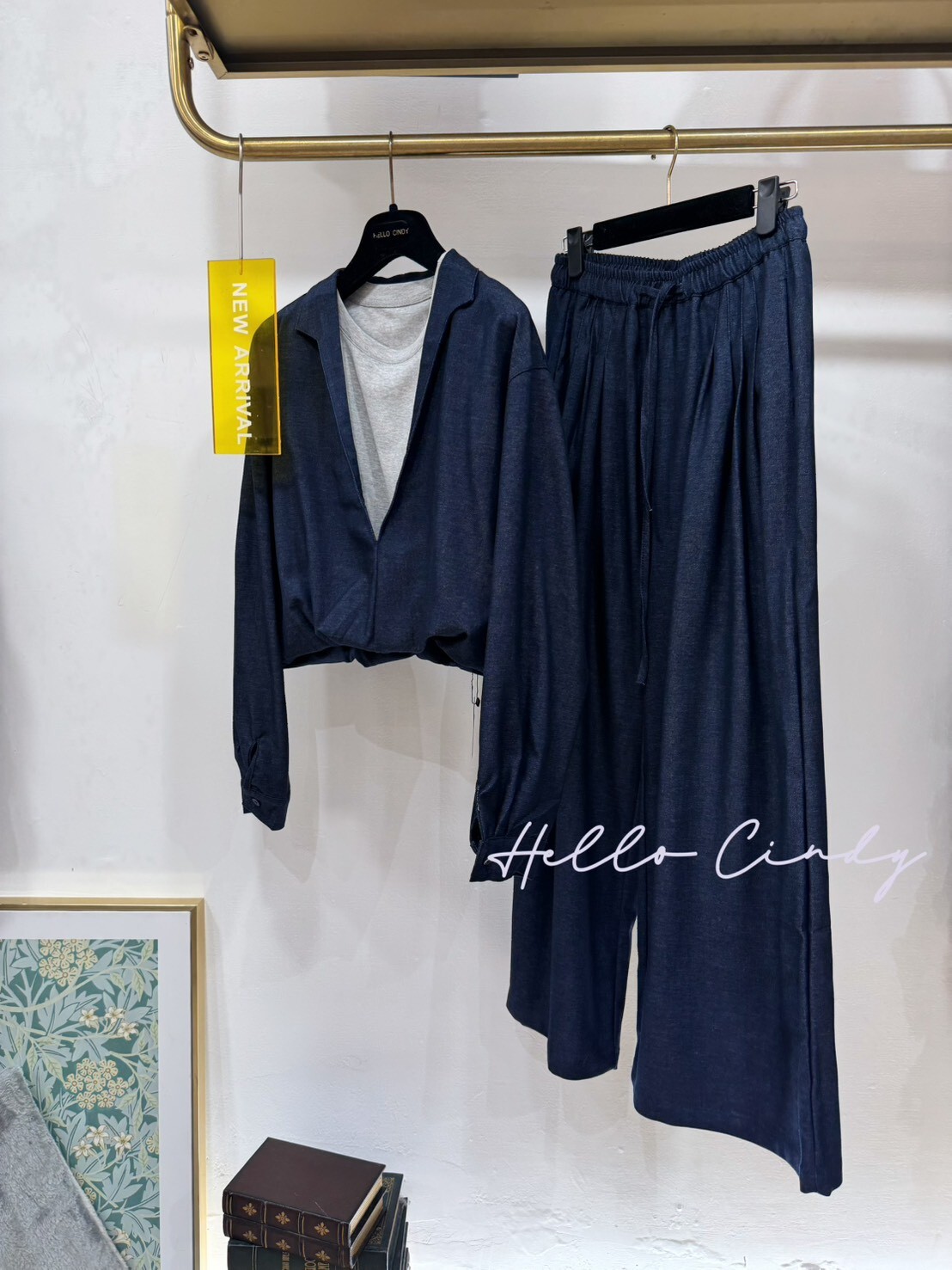 B02067 超顯瘦天絲牛仔寬褲套裝組