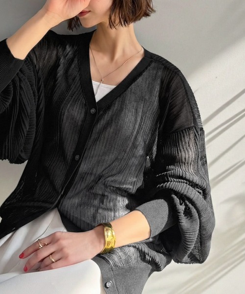 日本🇯🇵連線 Classical Elf 寬鬆隨興褶襉薄紗開襟衫 立體褶襉 薄紗 開襟衫 V領 外搭 小外套 5色(任買兩件711免運)/預購
