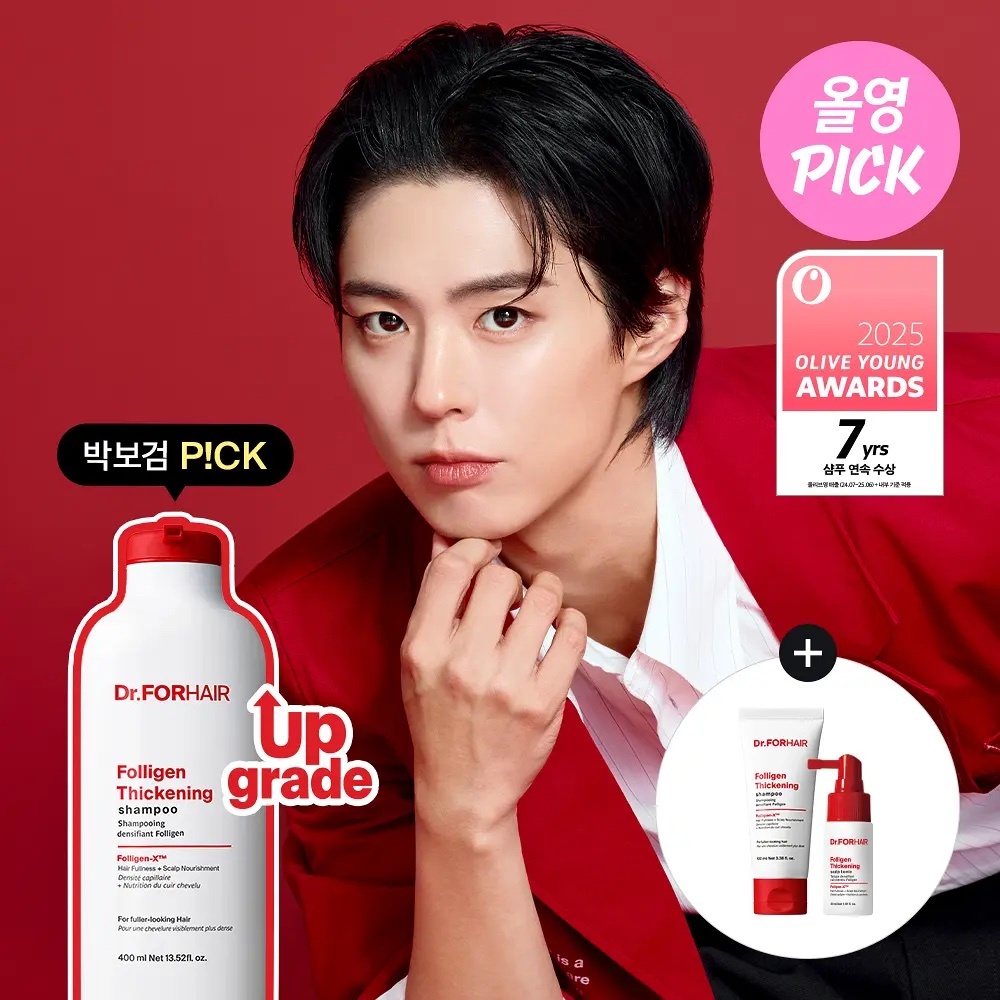 《Olive Young 連線》Dr.forhair Folligen thickening Shampoo 400ml+100ml+30ml conditioner Special Set