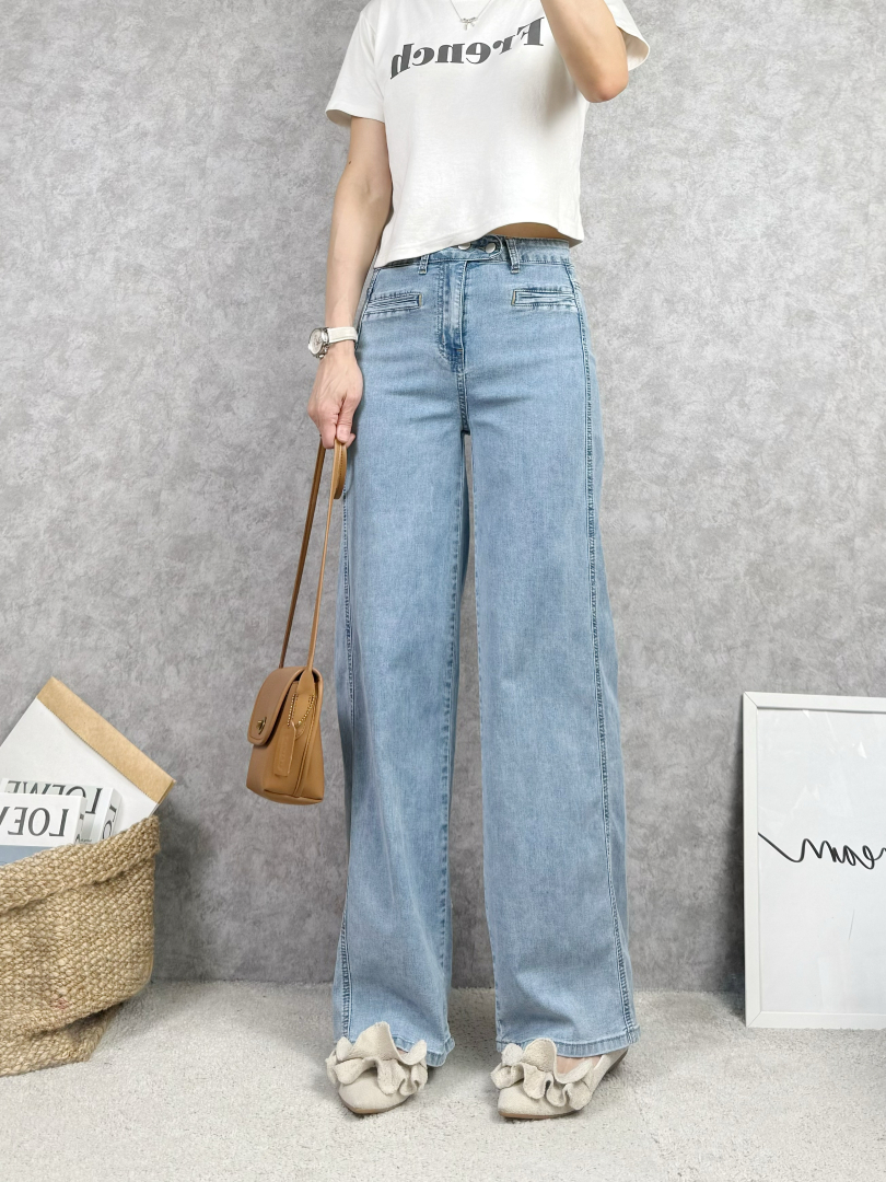 穿一天也自在的舒適款｜輕薄彈力長腿感牛仔寬褲