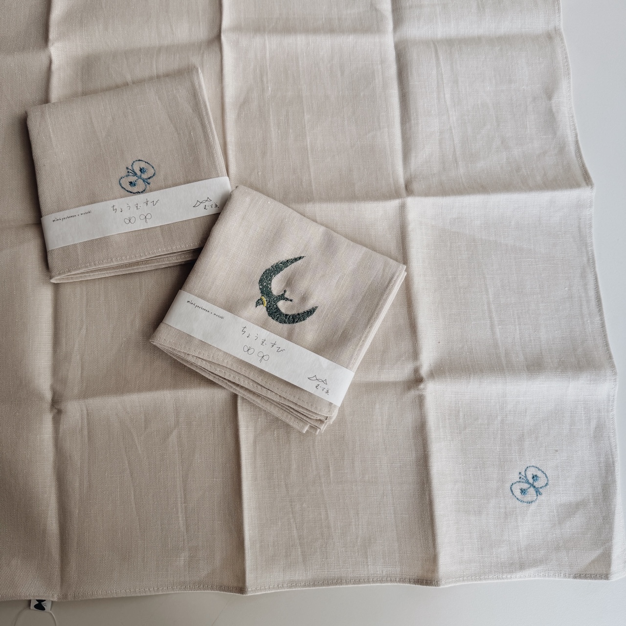 50cm 亞麻刺繡風呂敷｜日本皆川明