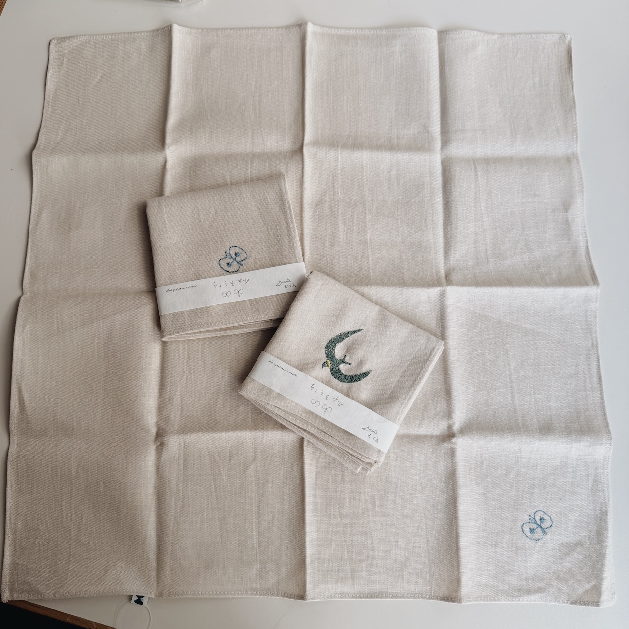 50cm 亞麻刺繡風呂敷｜日本皆川明