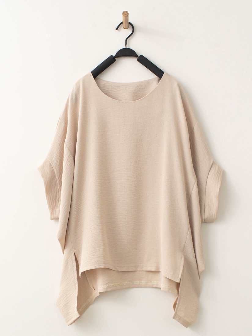 慵懶素面紋理涼感連袖上衣