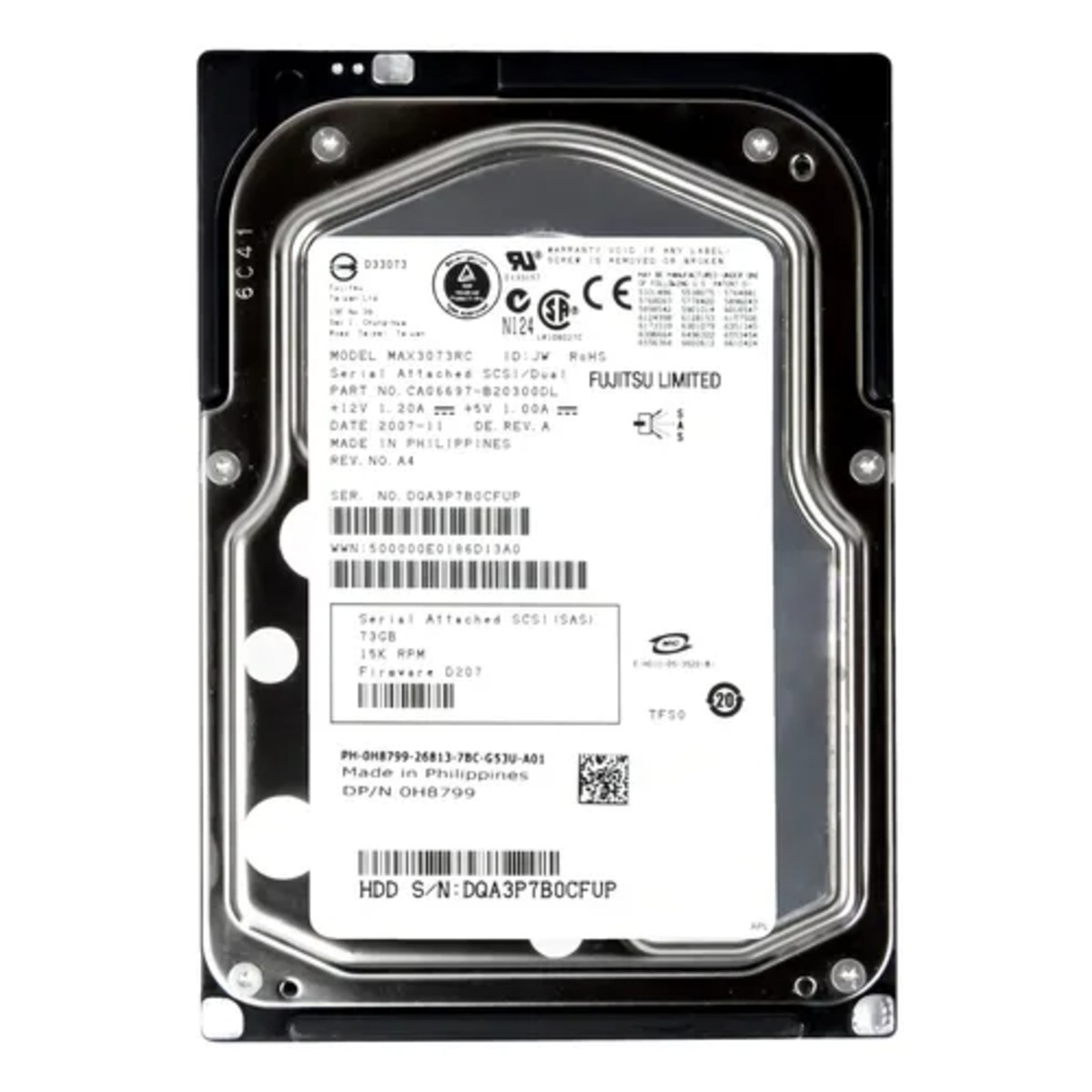 H8799 DELL 73GB 15K 3.5" SAS HS HDD = GY581 (翻新)