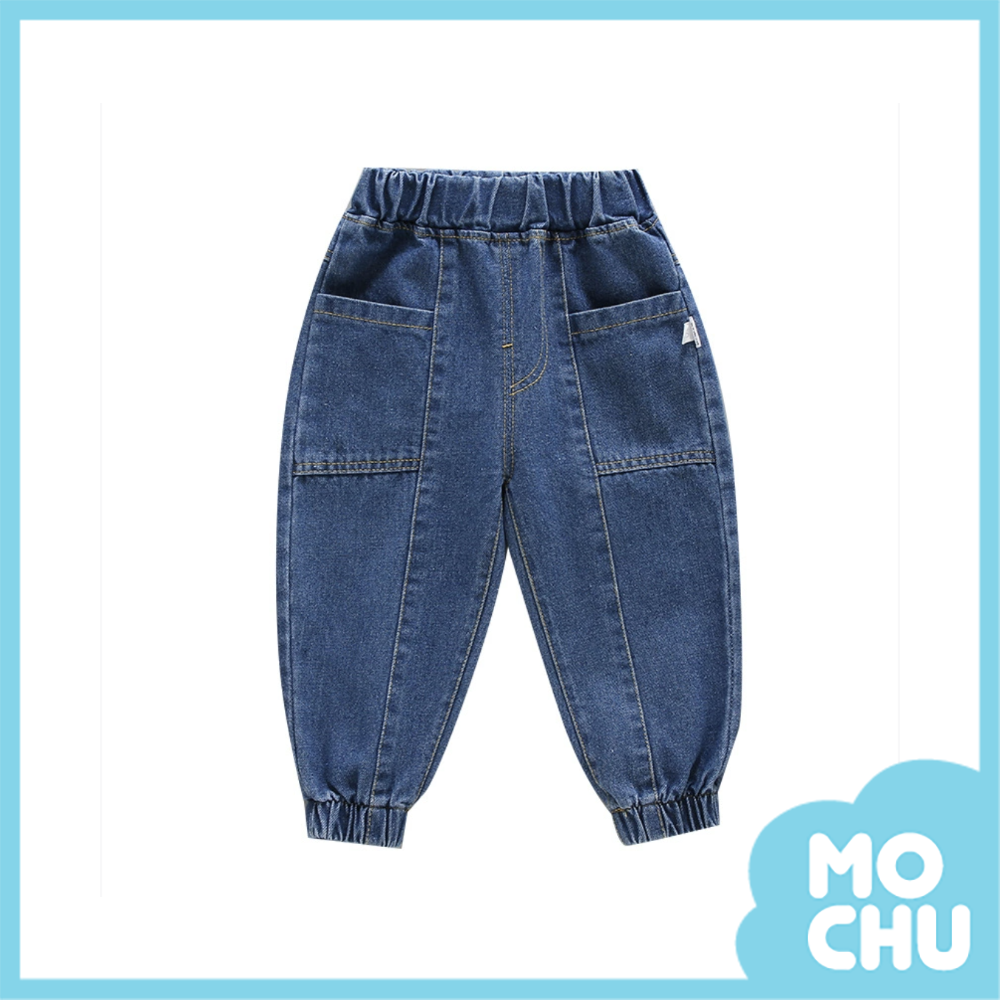 走線雙口袋中腰牛仔長褲