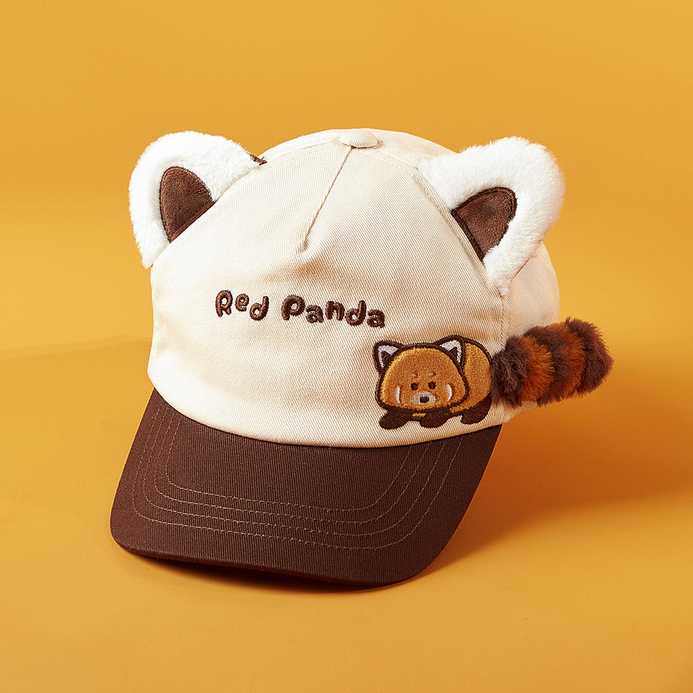 Red Panda Beige Cap - Kids