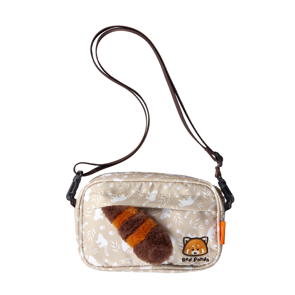 小熊貓印花米色斜孭袋 - 小童