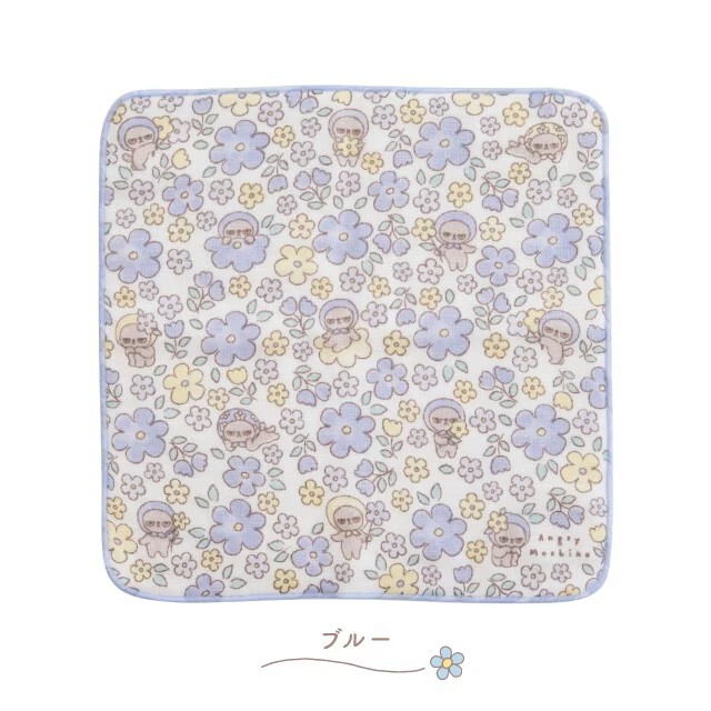 [Angry Machiko] 真知子粉藍色花系列 紗布手帕