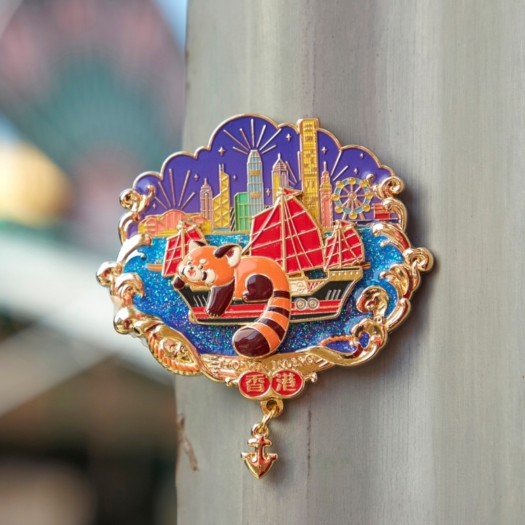 小熊貓遊香港可動冰箱貼