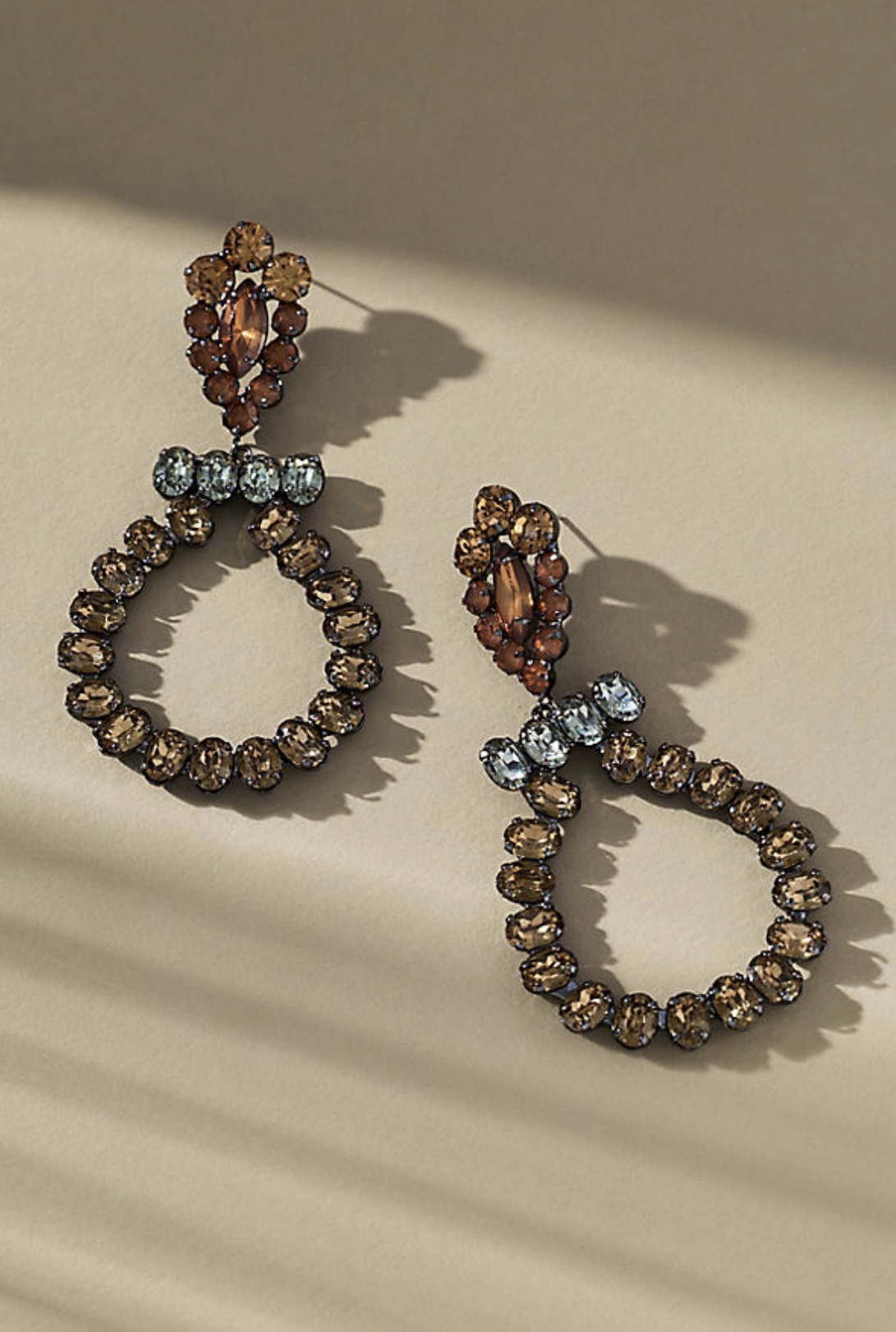 USA Dream美國粉茶色黃銅鍍14K金鑽環耳環