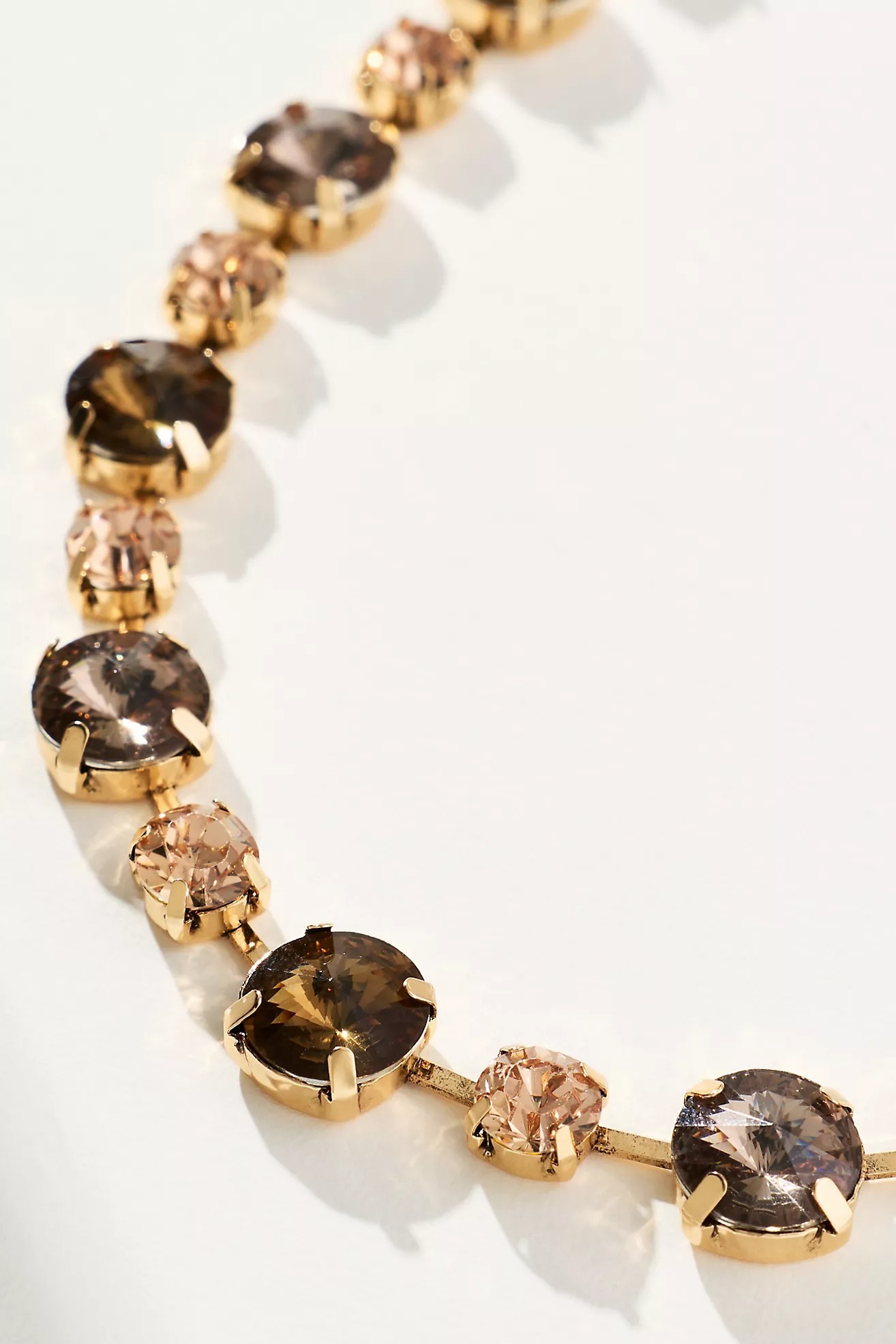 USA Dream美國香檳茶色黃鋼鍍14K金寶石鑽項鍊